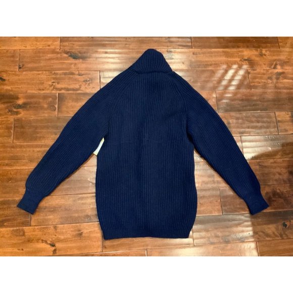 The Scotch House Mens Blue Wool Rib Knit Long Sleeve Cardigan Sweater, Size L - Picture 5 of 5